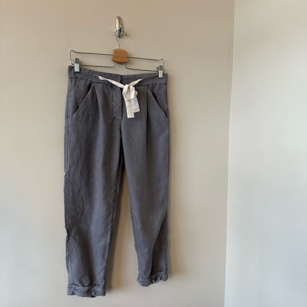 Aritzia-Linen Blend Allant Grey Pant (Size:2) - Picture 4 of 10